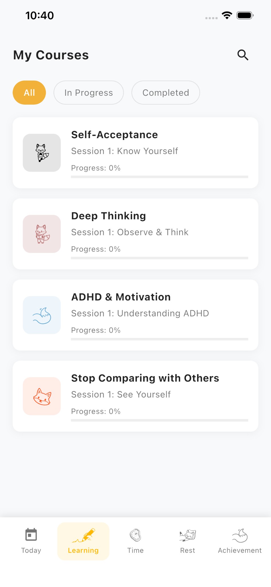My Courses - ADHD learning