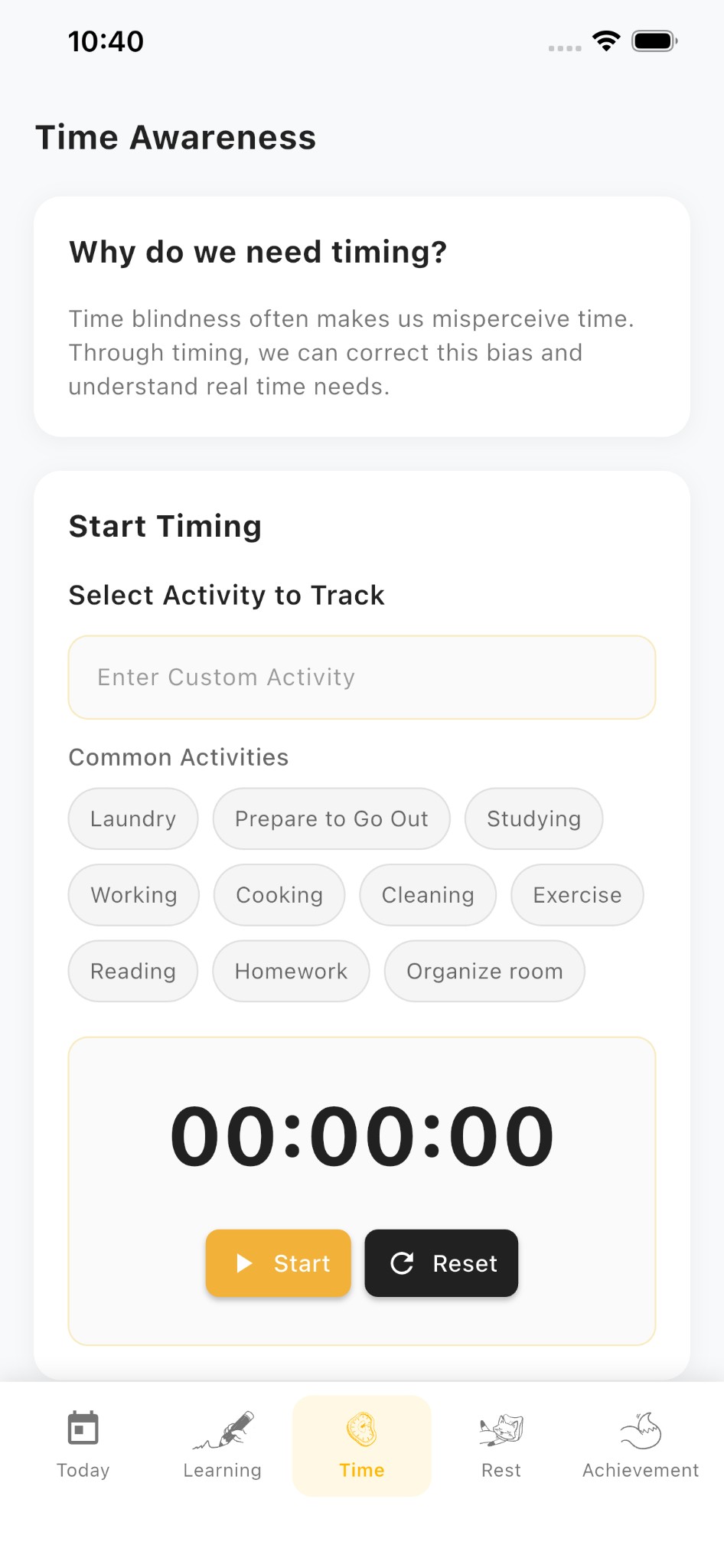 Time Awareness - Track your activities